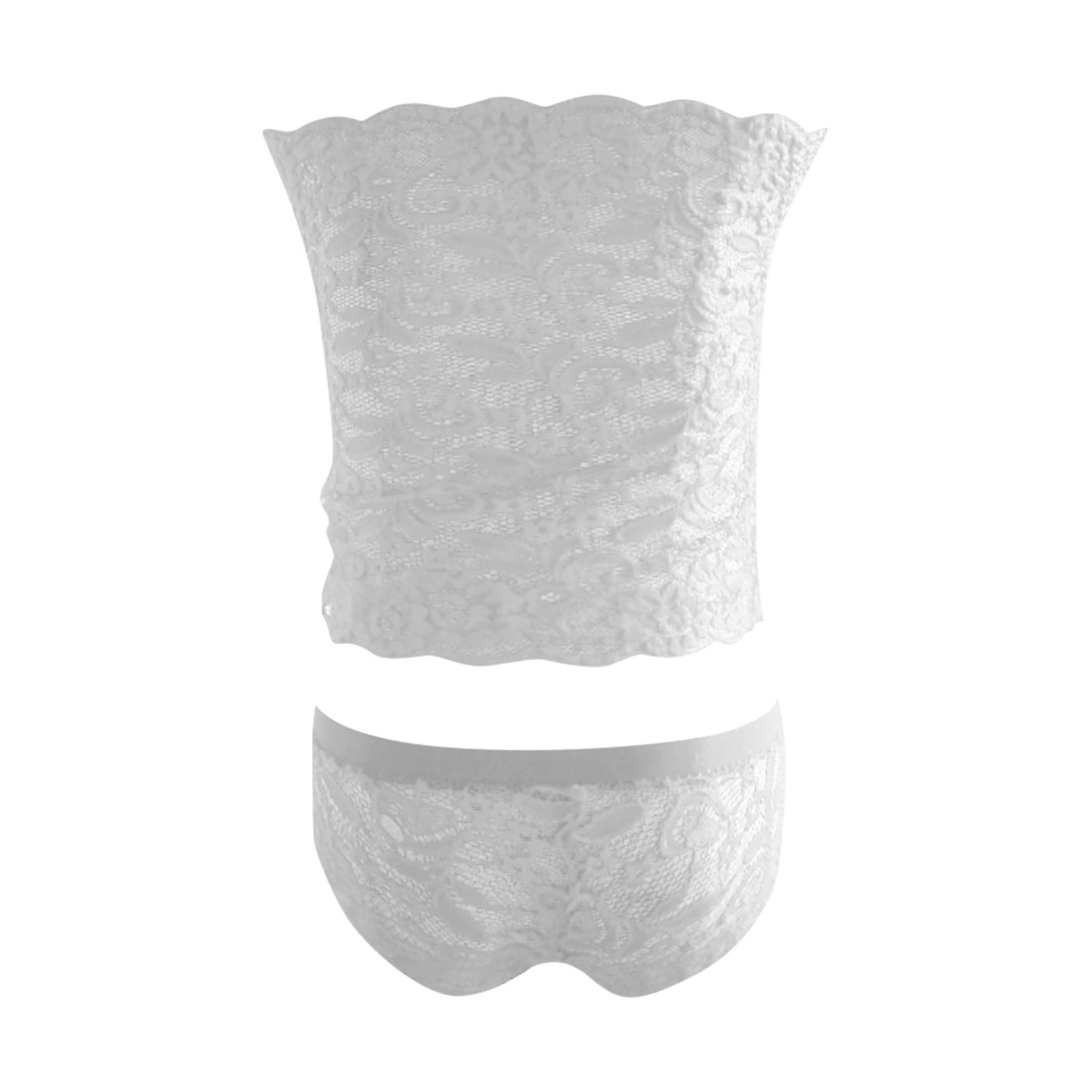 thumbnail image 4 of Conjunto de lencería sexy sin tirantes con encaje cruzado en el pecho para mujer - Ropa interior push up, poliéster, color liso, tallas S-XXL, ropa informal para todas las estaciones, 4 of 8